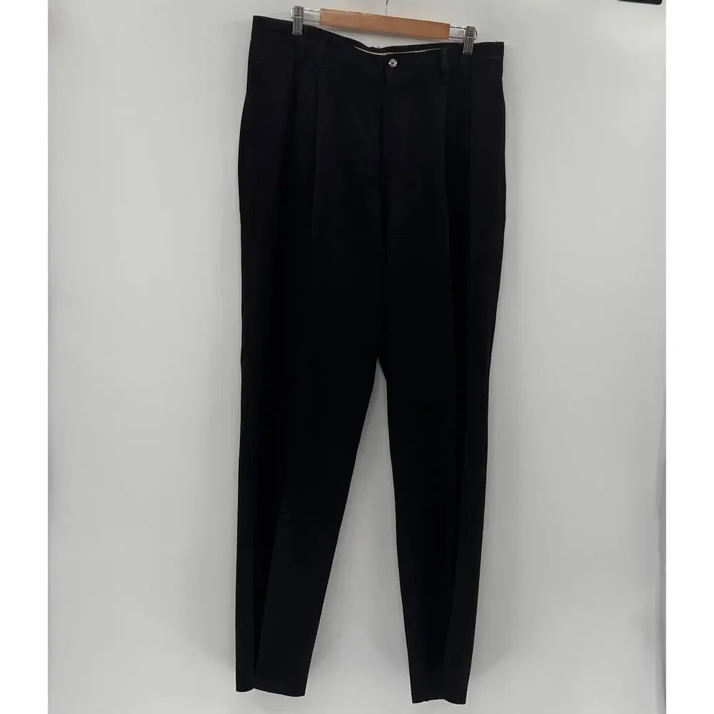 Vintage Tommy Bahama Black Double Pleated Silk Dress Pants- 35
